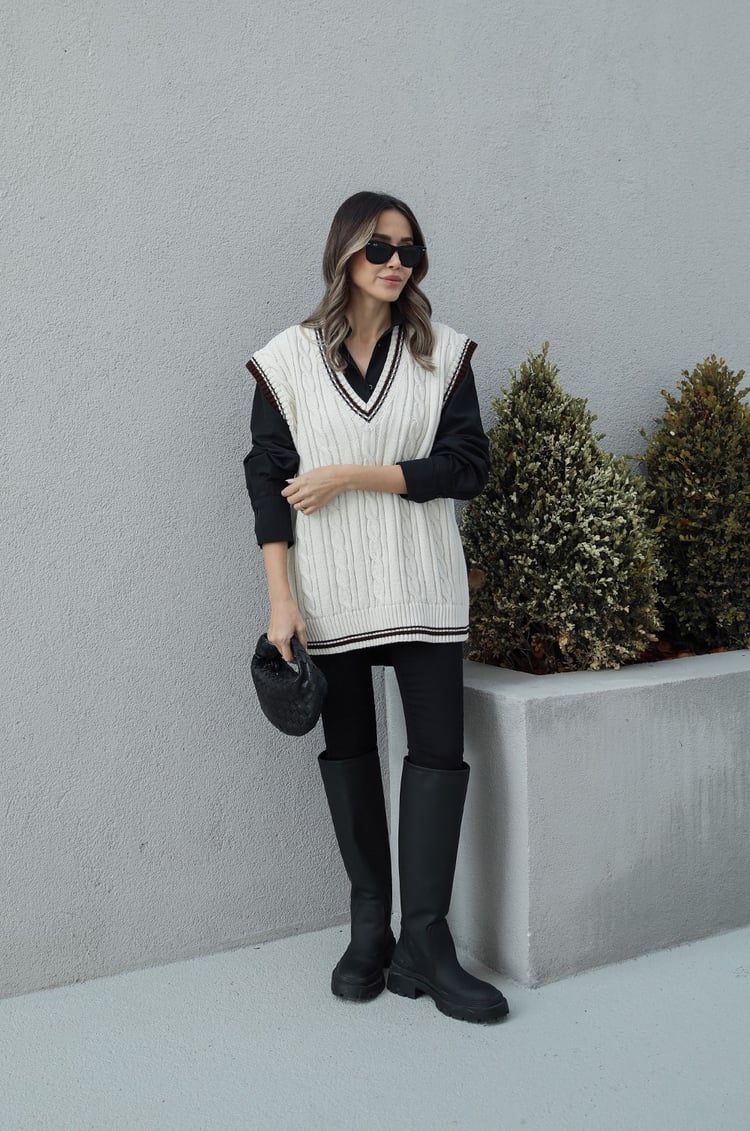 Ekru Saç Örgü Desenli Süveter