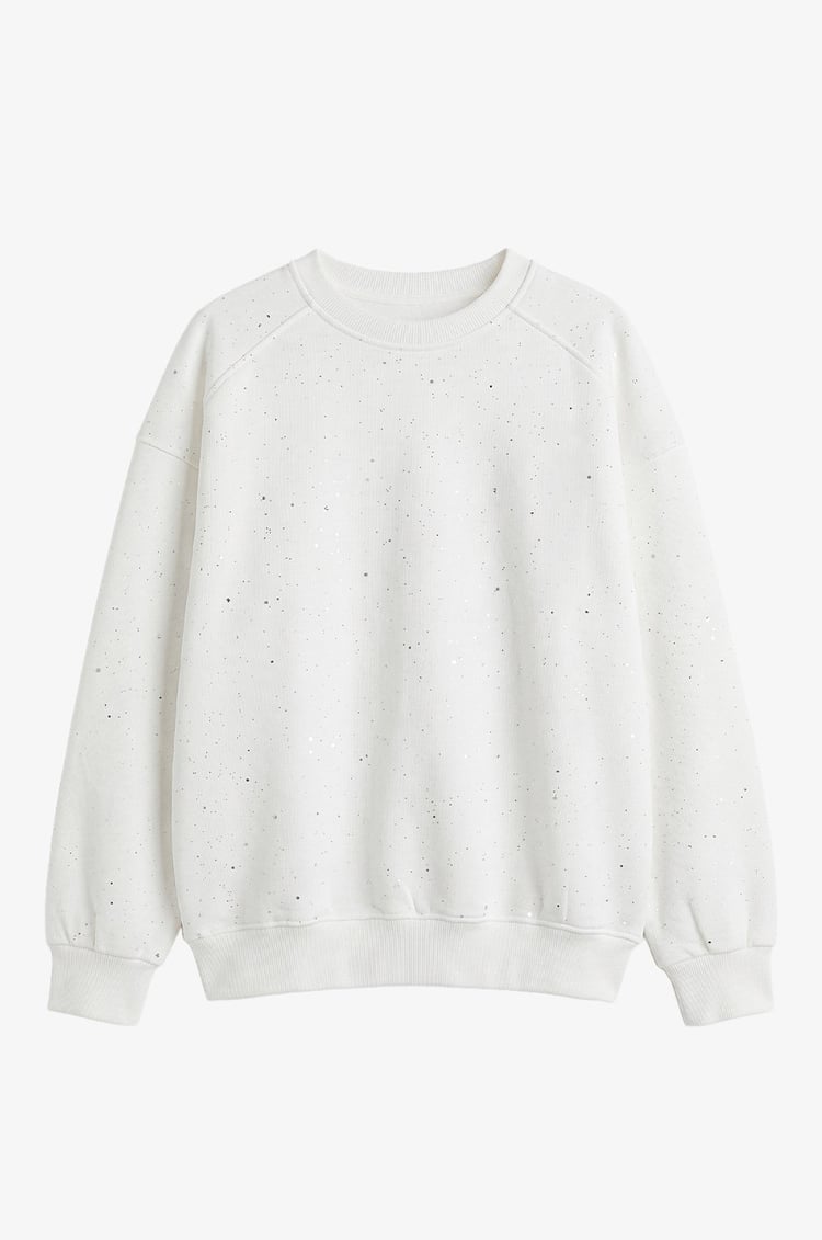 Ekru Simli Sweatshirt