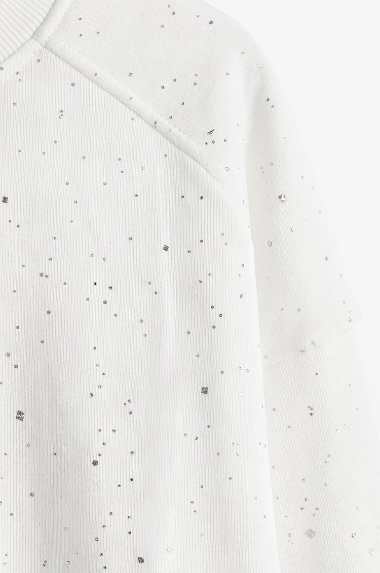 Ekru Simli Sweatshirt
