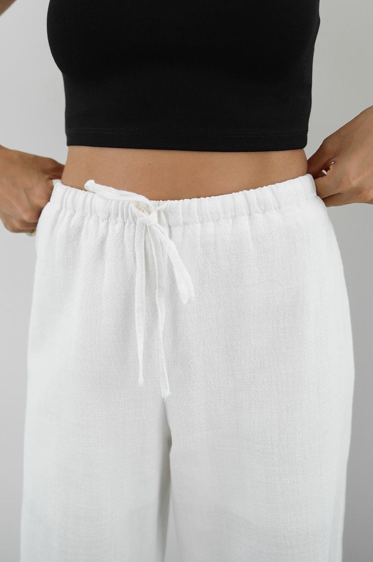Ekru Vump Keten Pantolon