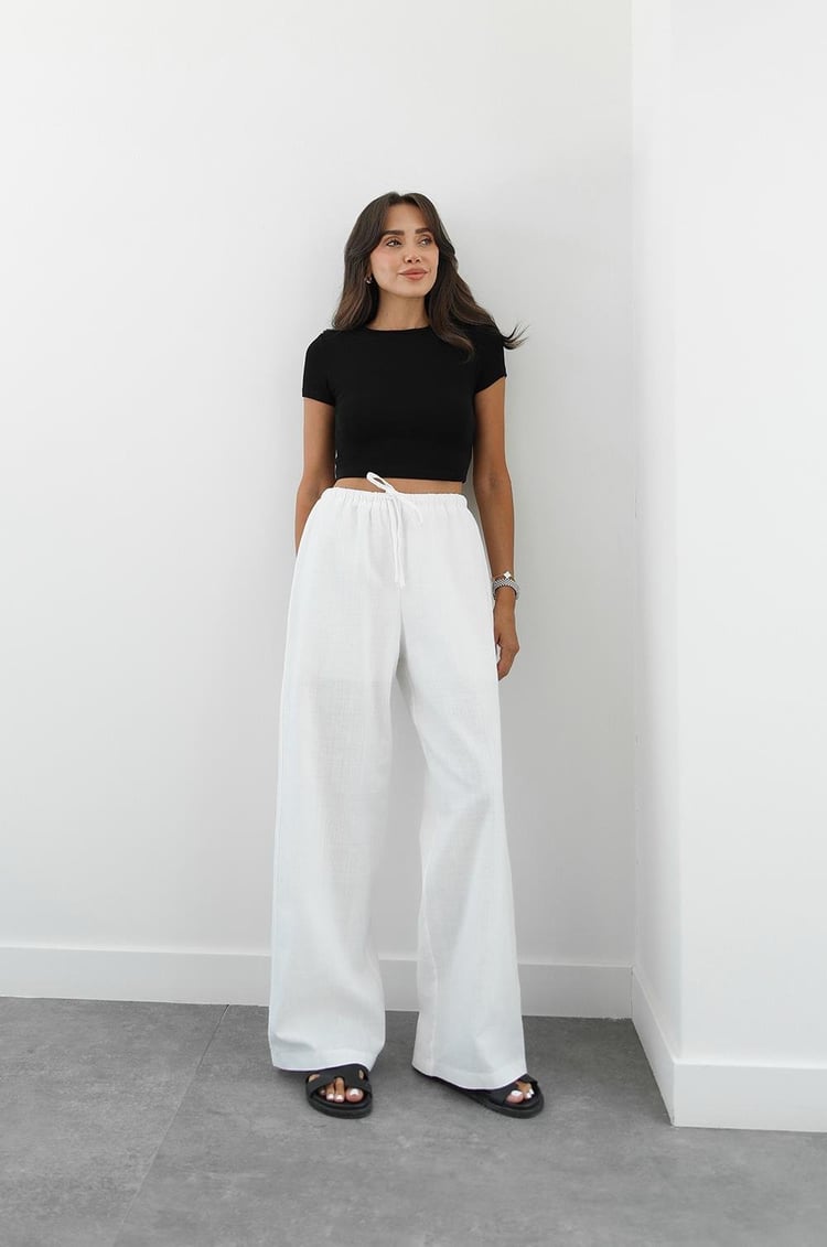 Ekru Vump Keten Pantolon
