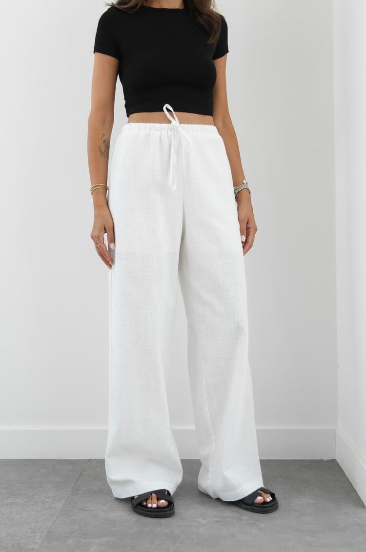 Ekru Vump Keten Pantolon