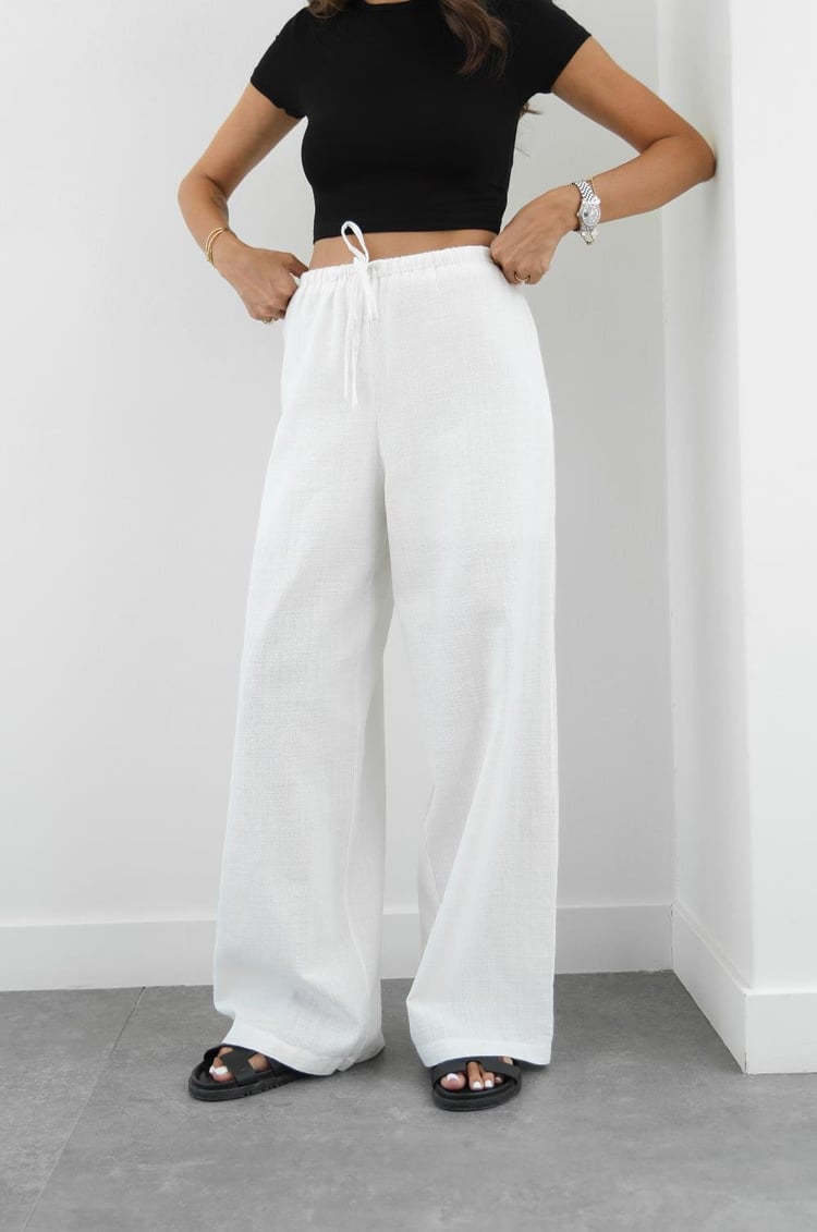 Ekru Vump Keten Pantolon