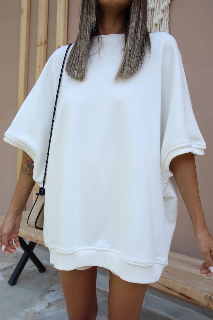 Ekru Yarasa Kol Sweatshirt