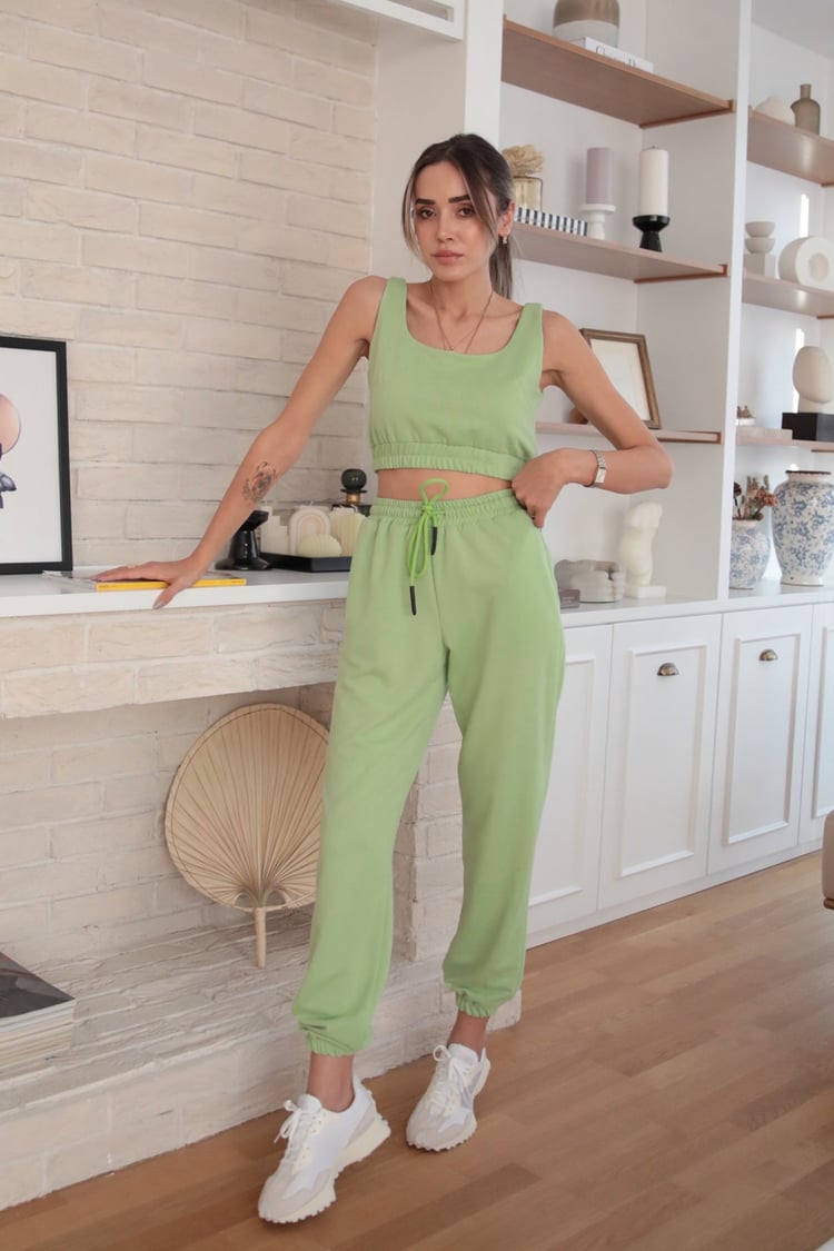 Fıstık Yeşili Crop Eşofman Takım
