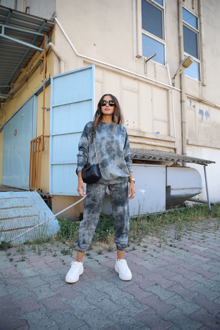 Füme Batik Desenli Eşofman Takım