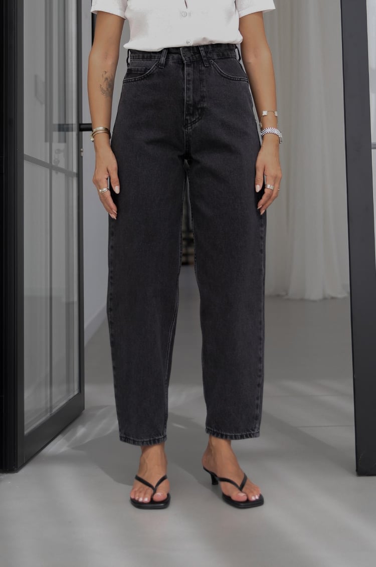Füme Lumex Yüksek Bel Barrel Fit Jean