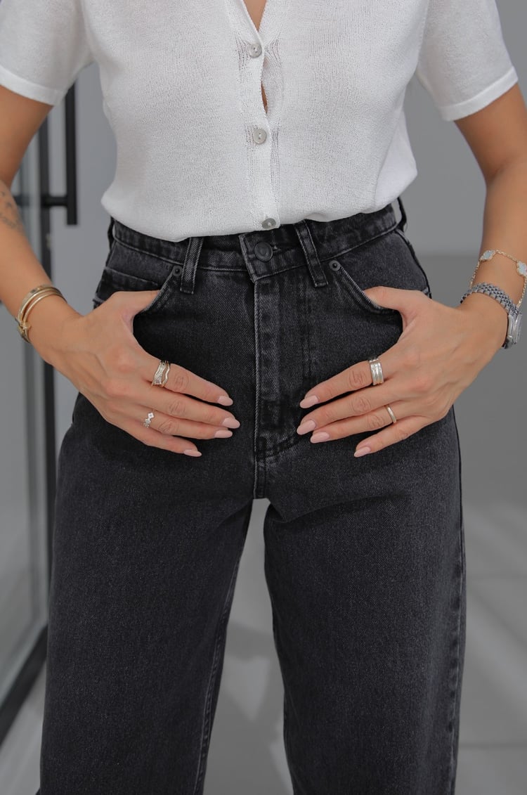 Füme Lumex Yüksek Bel Barrel Fit Jean