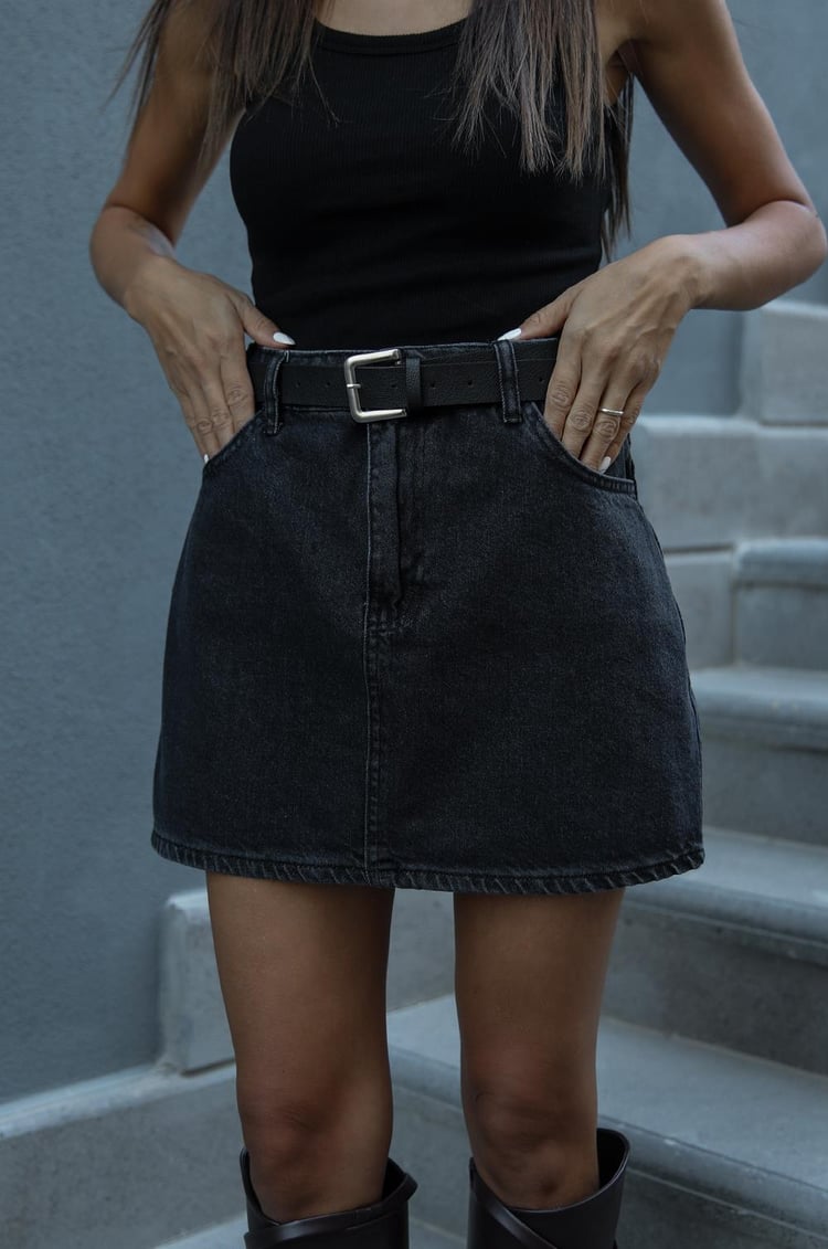 Füme Mini Denim Etek