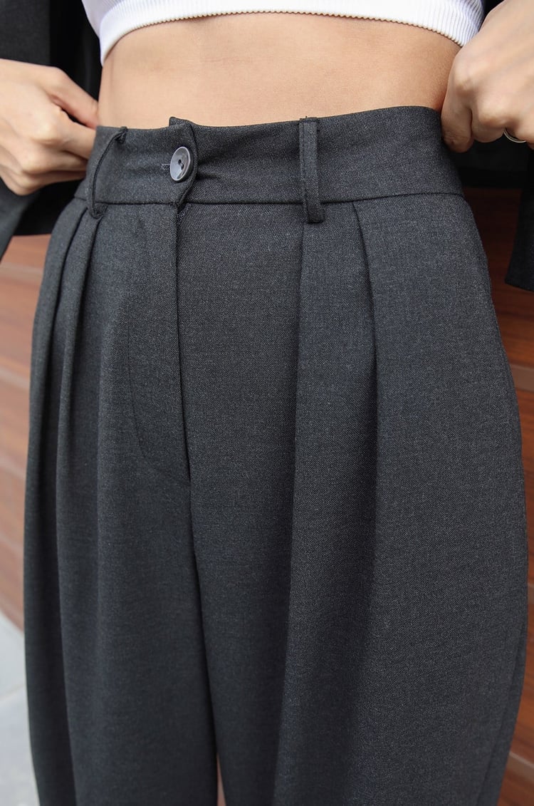 Füme Pantolon Crop Blazer Takım
