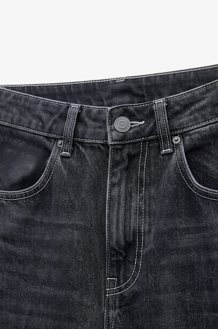 Füme Yanı Çift Dikişli Mom Jean