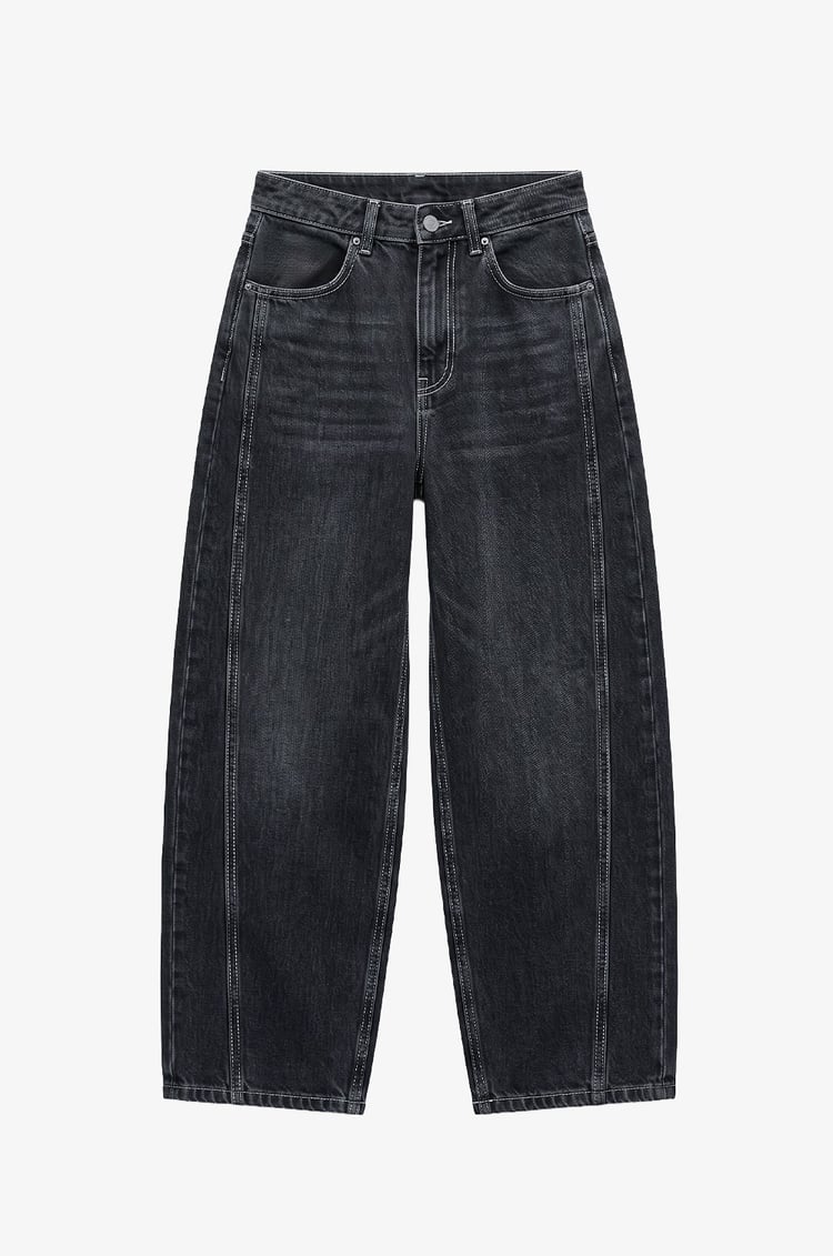Füme Yanı Çift Dikişli Mom Jean