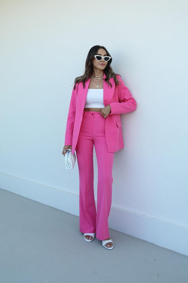 Fuşya İspanyol Pantolon Blazer Premium Takım