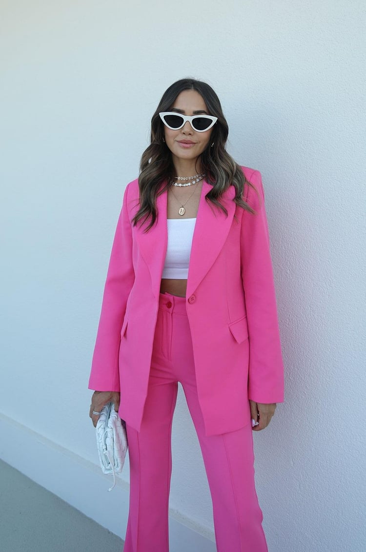 Fuşya İspanyol Pantolon Blazer Premium Takım