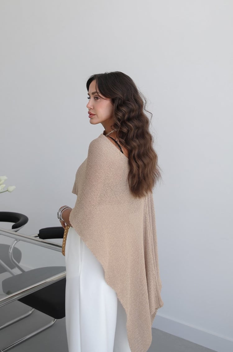 Gold Simli Airy Pelerin Bluz 