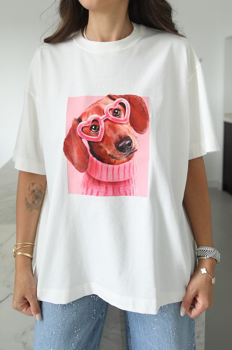 Gözlüklü Köpek Baskılı Tişört