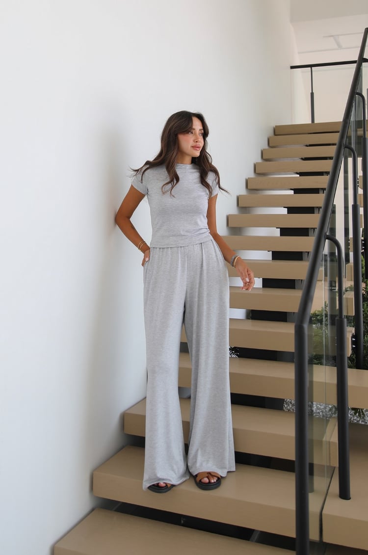 Gri Bluz Pantolon Kimono Takım