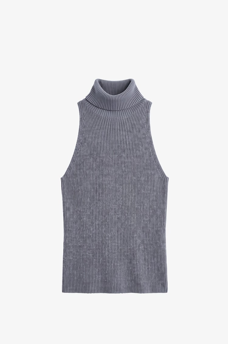 Gri Boğazlı Bluz Bolero Triko Takım
