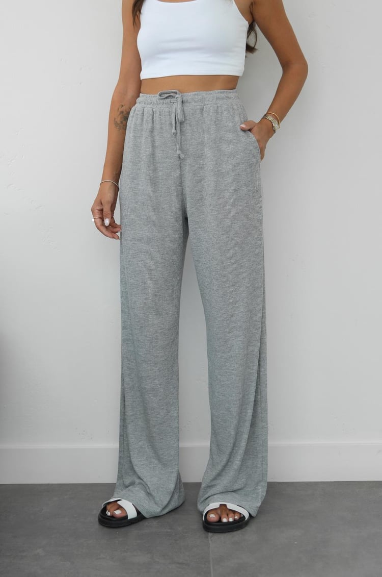 Gri Fitilli Beli Lastikli Pantolon