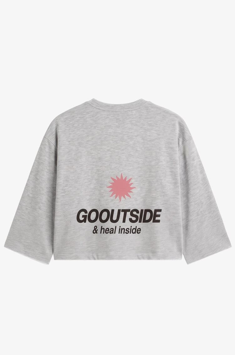 Gri Go Outside Baskılı Sweatshirt