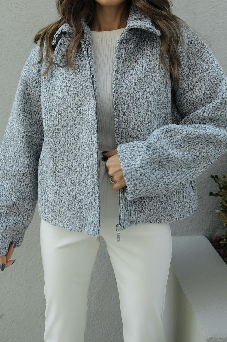 Gri Larissa Buklet Ceket