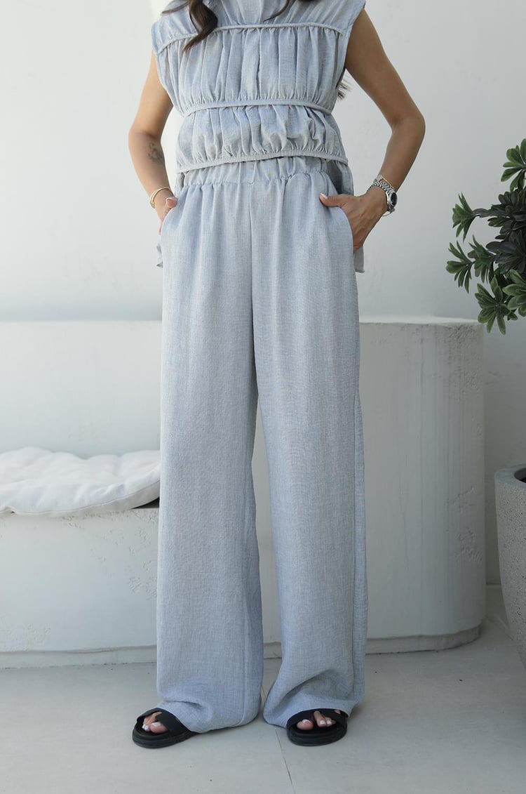 Gri Layer Bluz Pantolon Takım