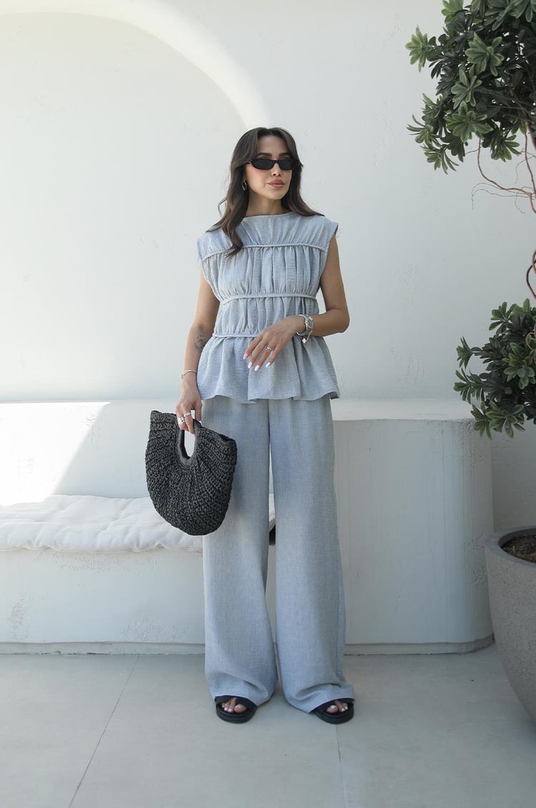 Gri Layer Bluz Pantolon Takım