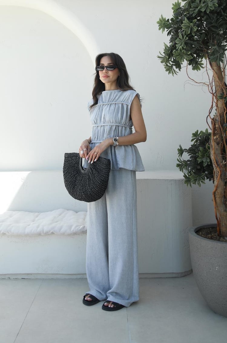 Gri Layer Bluz Pantolon Takım