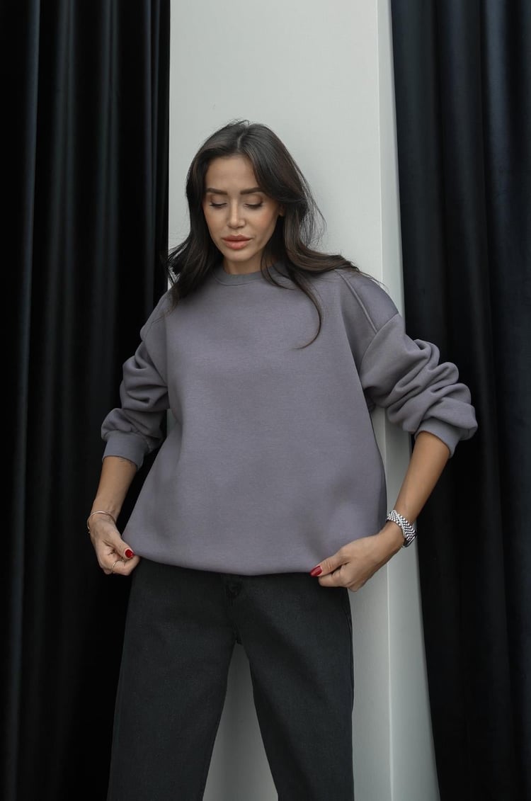 Gri Mavi Stacy Şardonlu Sweatshirt