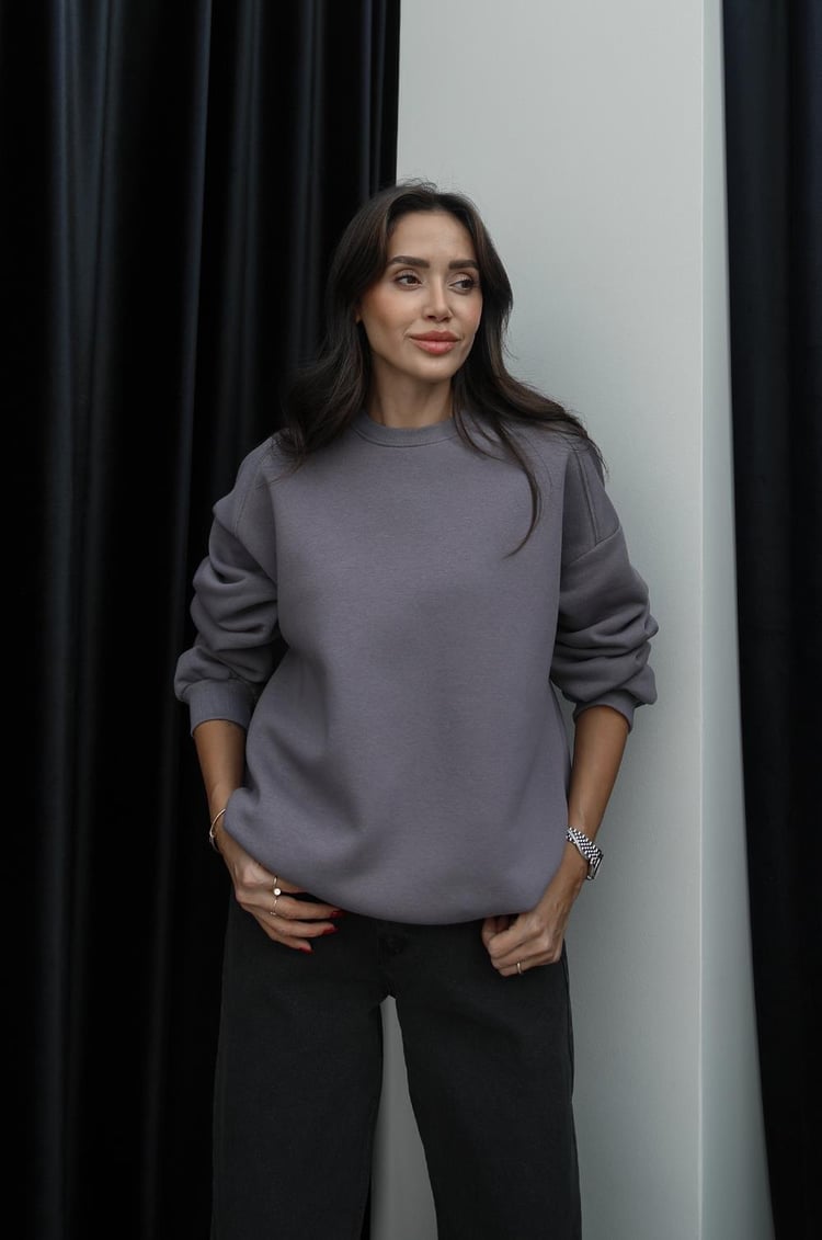 Gri Mavi Stacy Şardonlu Sweatshirt