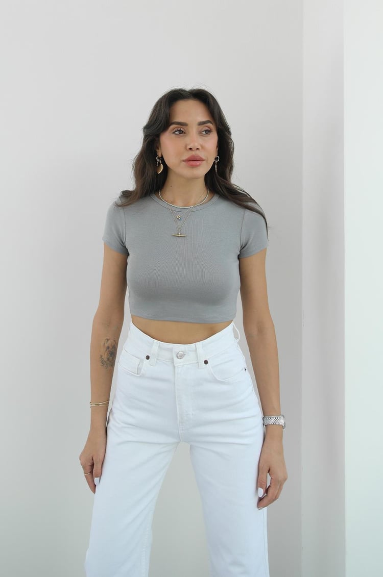 Gri Modal Crop Top