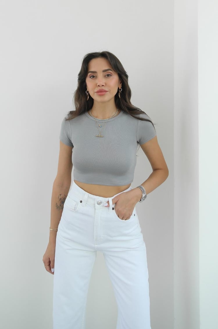 Gri Modal Crop Top