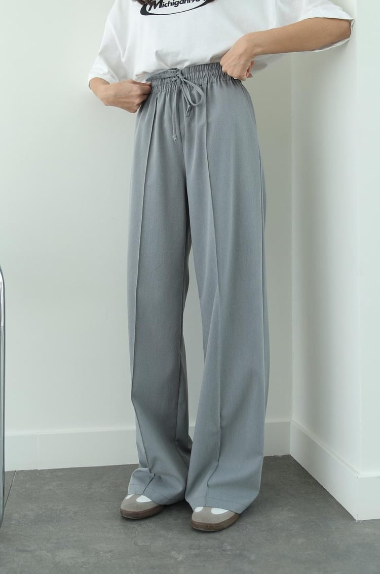 Gri Nichol Önü Dikiş Detaylı Pantolon