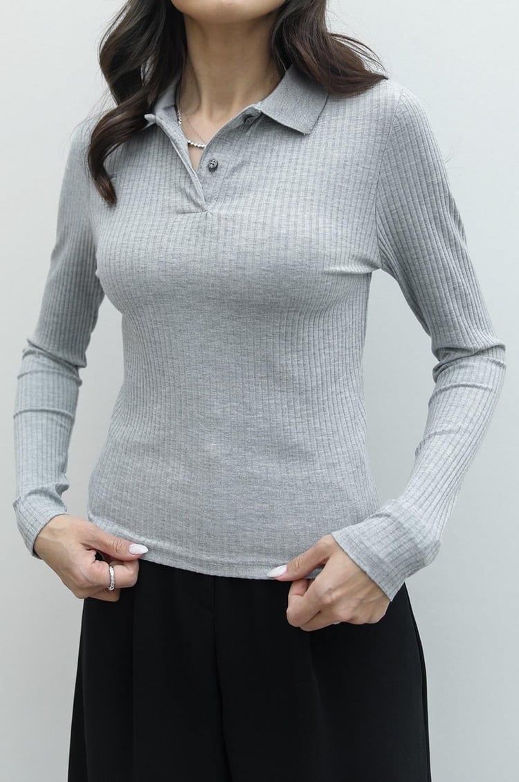 Gri Patlı Basic Bluz