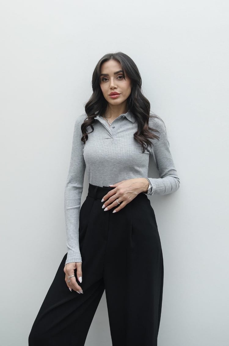 Gri Patlı Basic Bluz