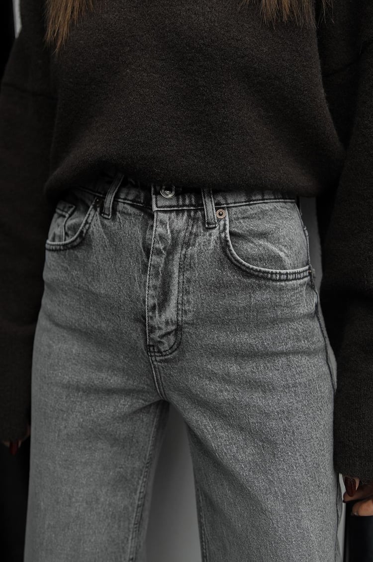 Gri Tintli Wide Leg Jean