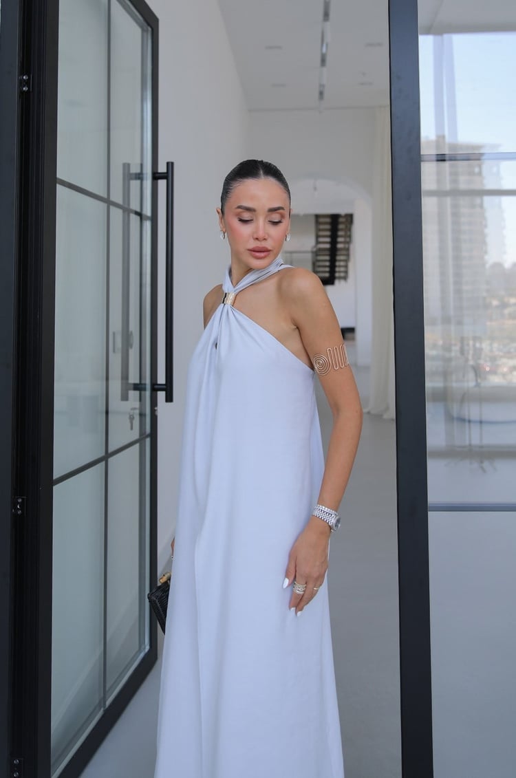 Gri Tulum Görünümlü Bluz Pantolon Takım 