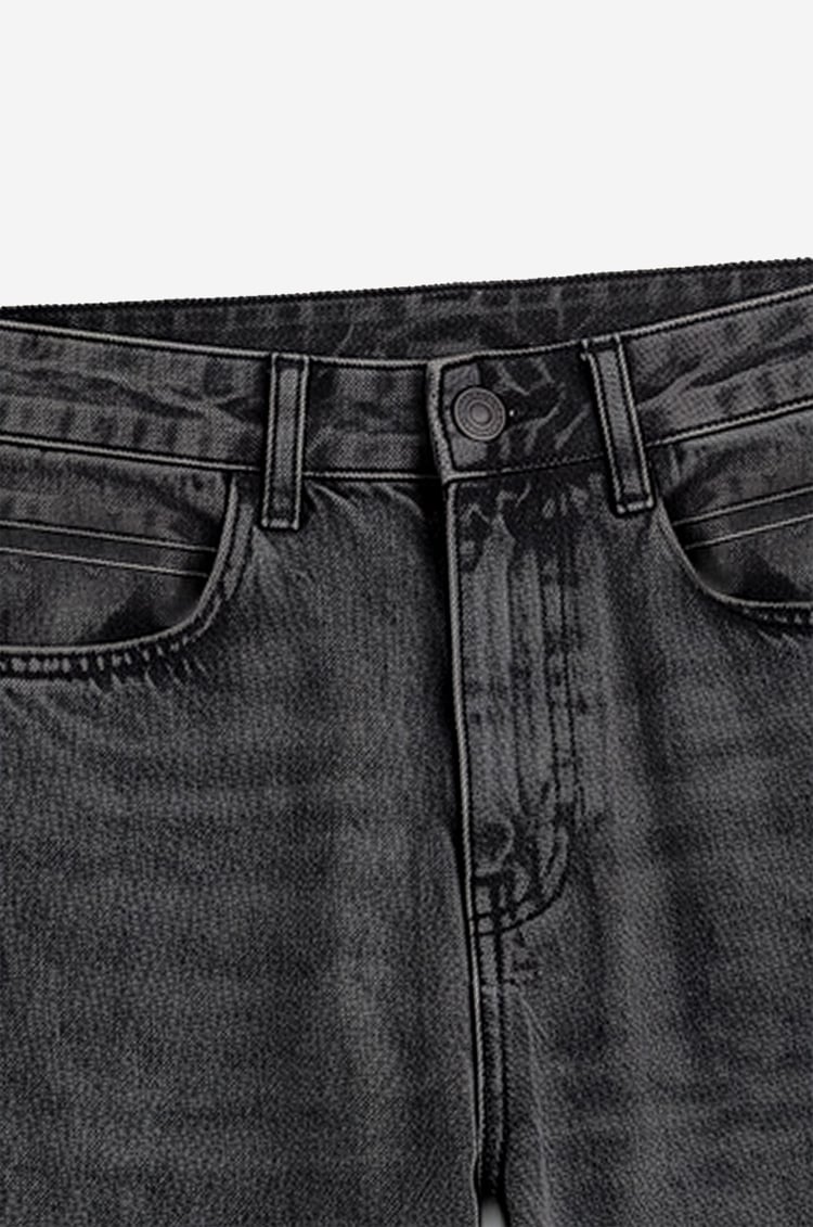 Gri Yanı Çift Dikişli Mom Jean