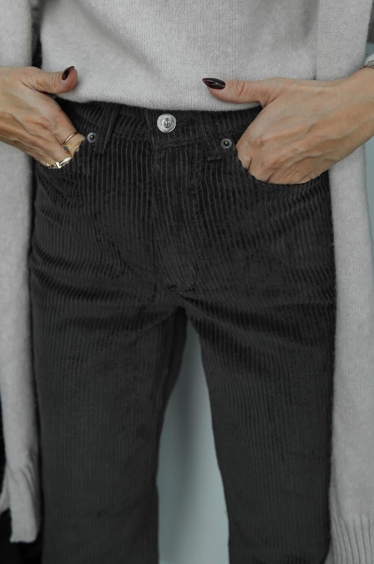 Haki Kadife Straight Pantolon