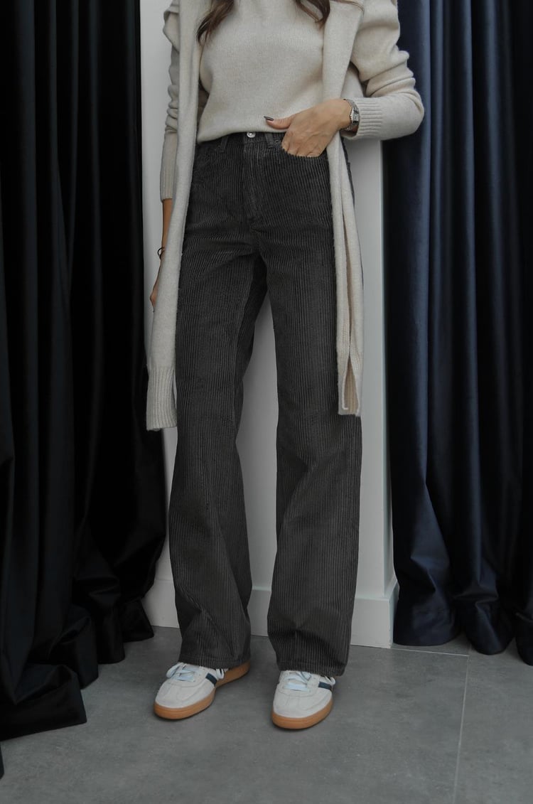 Haki Kadife Straight Pantolon