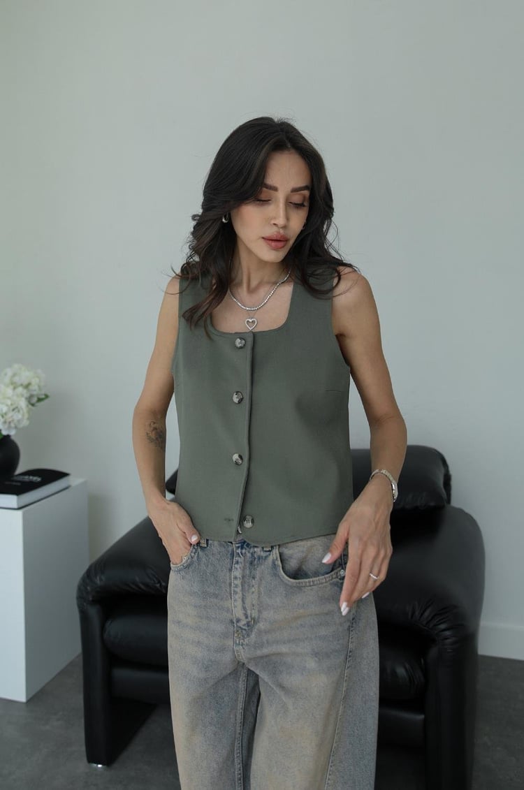 Haki Kare Yaka Yelek