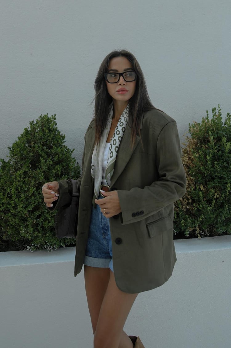 Haki Süet Blazer Ceket