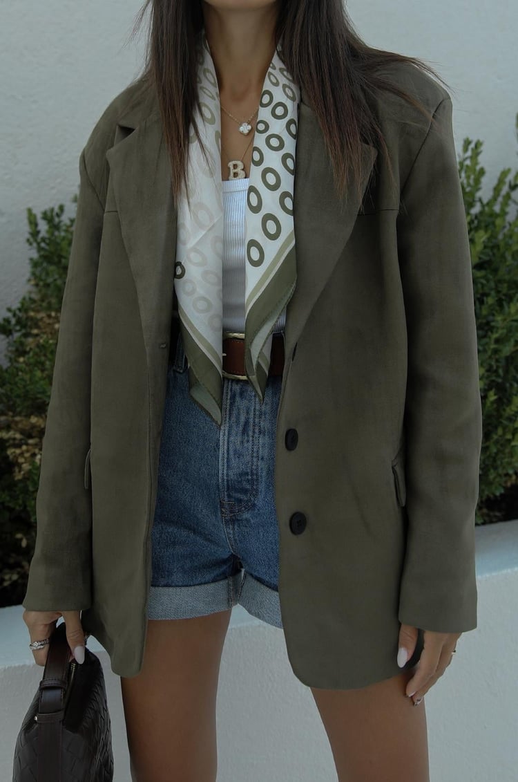 Haki Süet Blazer Ceket