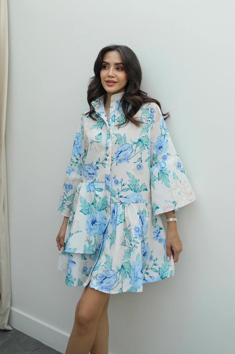 Hakim Yaka Çiçekli Elbise