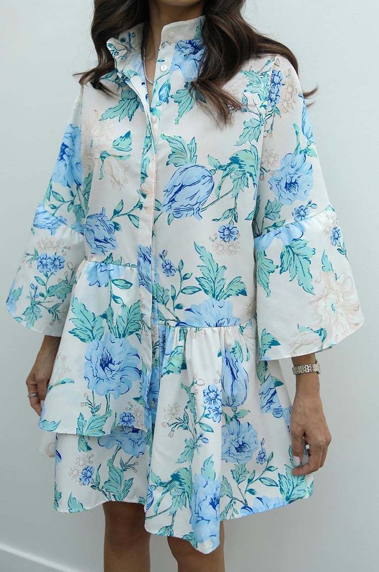 Hakim Yaka Çiçekli Elbise