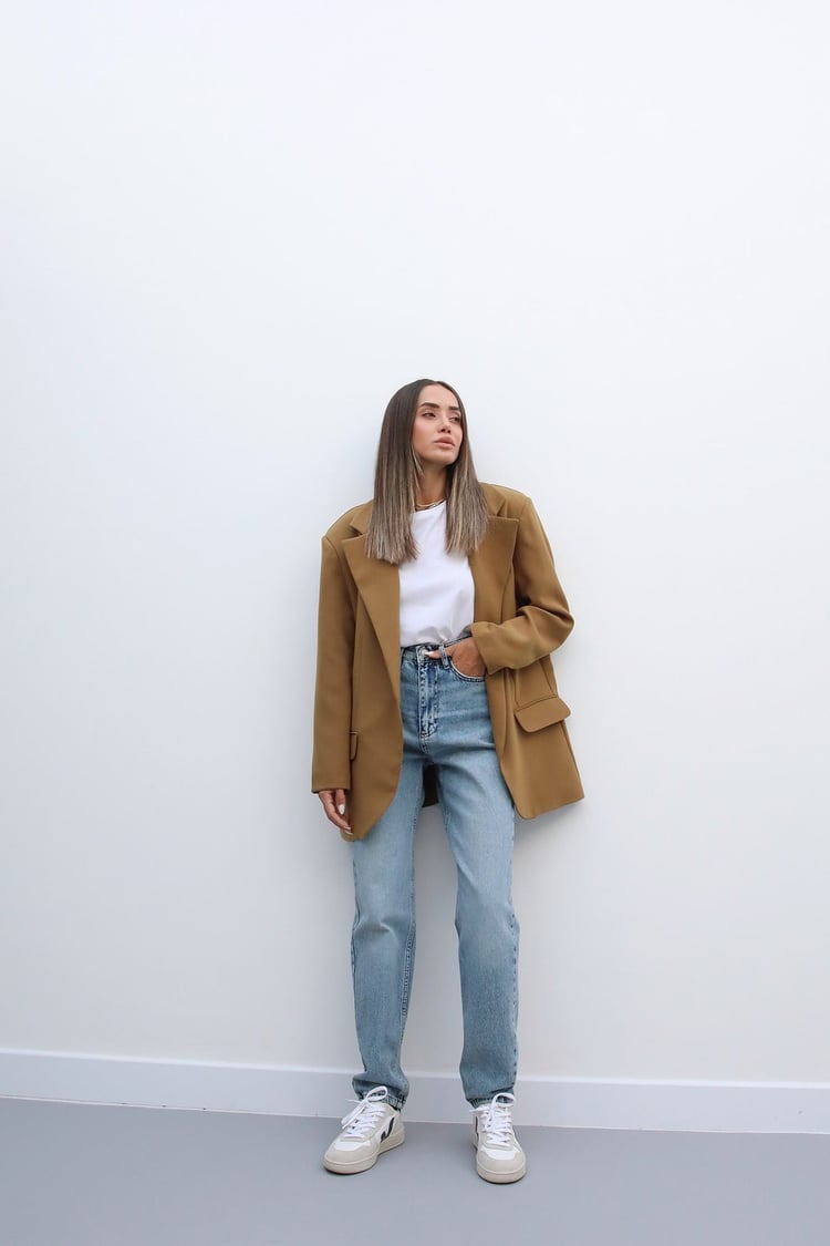 Hardal Tek Düğme Blazer Ceket