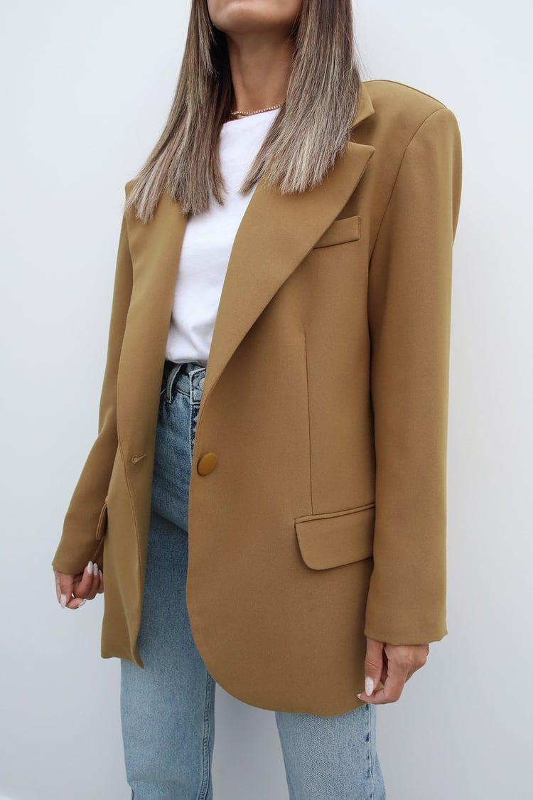 Hardal Tek Düğme Blazer Ceket