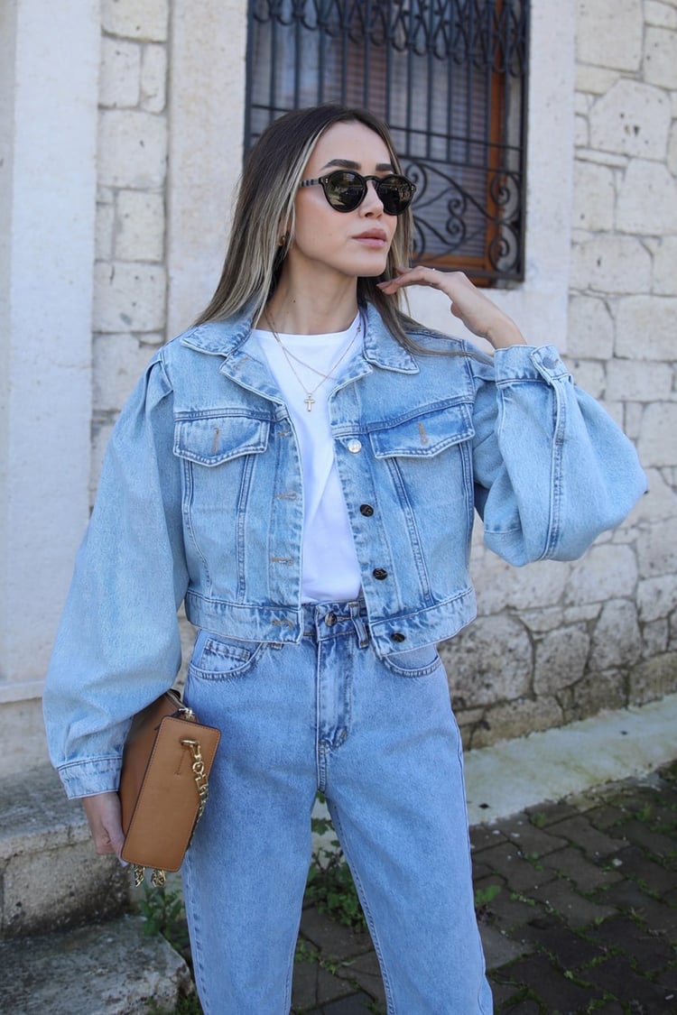 Ice Blue Kısa Kot Ceket