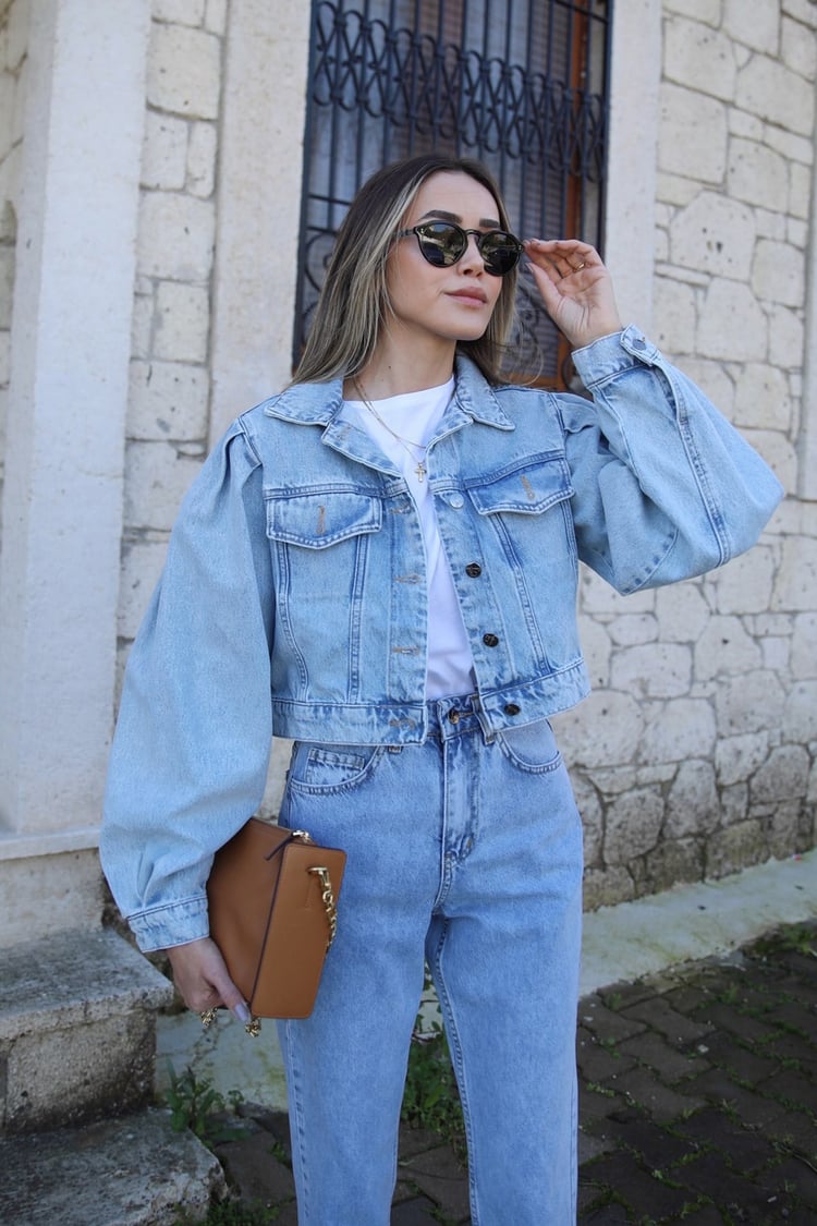 Ice Blue Kısa Kot Ceket