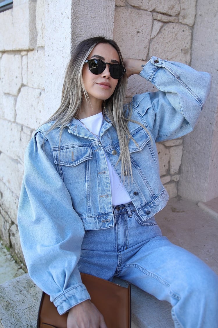 Ice Blue Kısa Kot Ceket